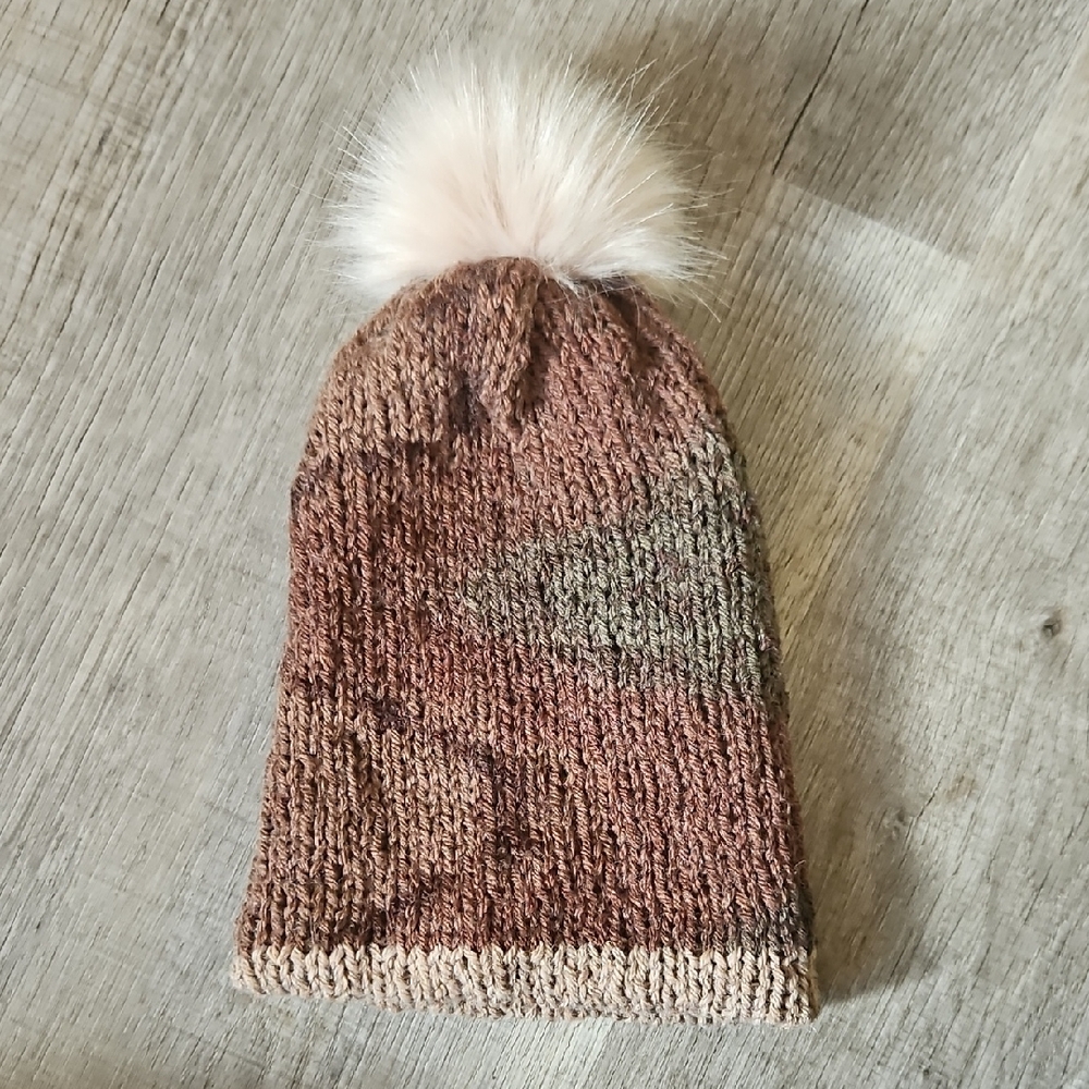 Knit Beanie with Faux Fur Pom